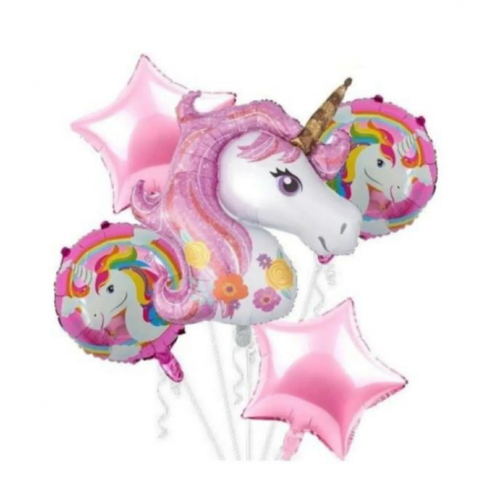 Unicorn Folyo Balon Seti Pembe 5 Li Set
